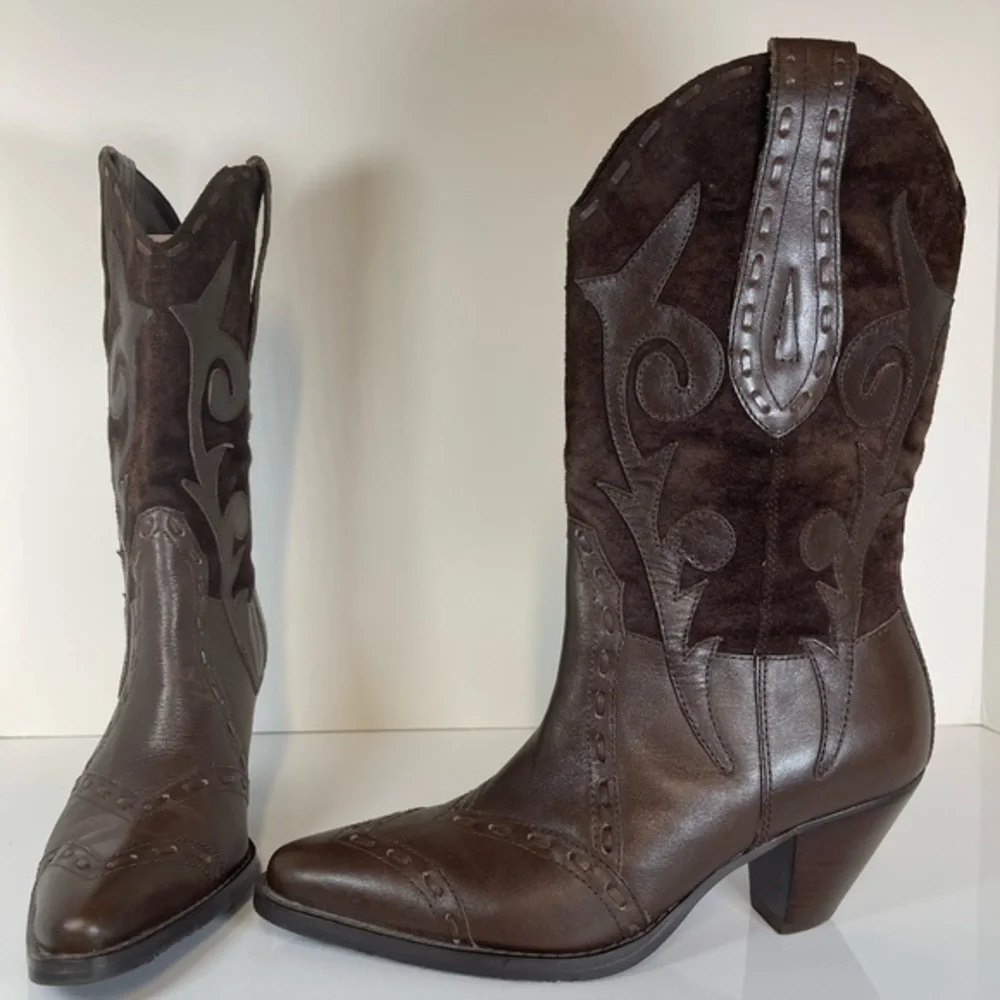Bass Palomino Cowboy Boots Size 6.5 Color Brown - Picture 9 of 9